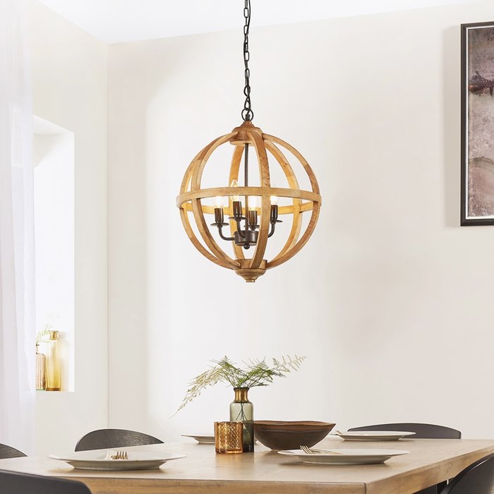 Mango Wood Globe - Feature Light