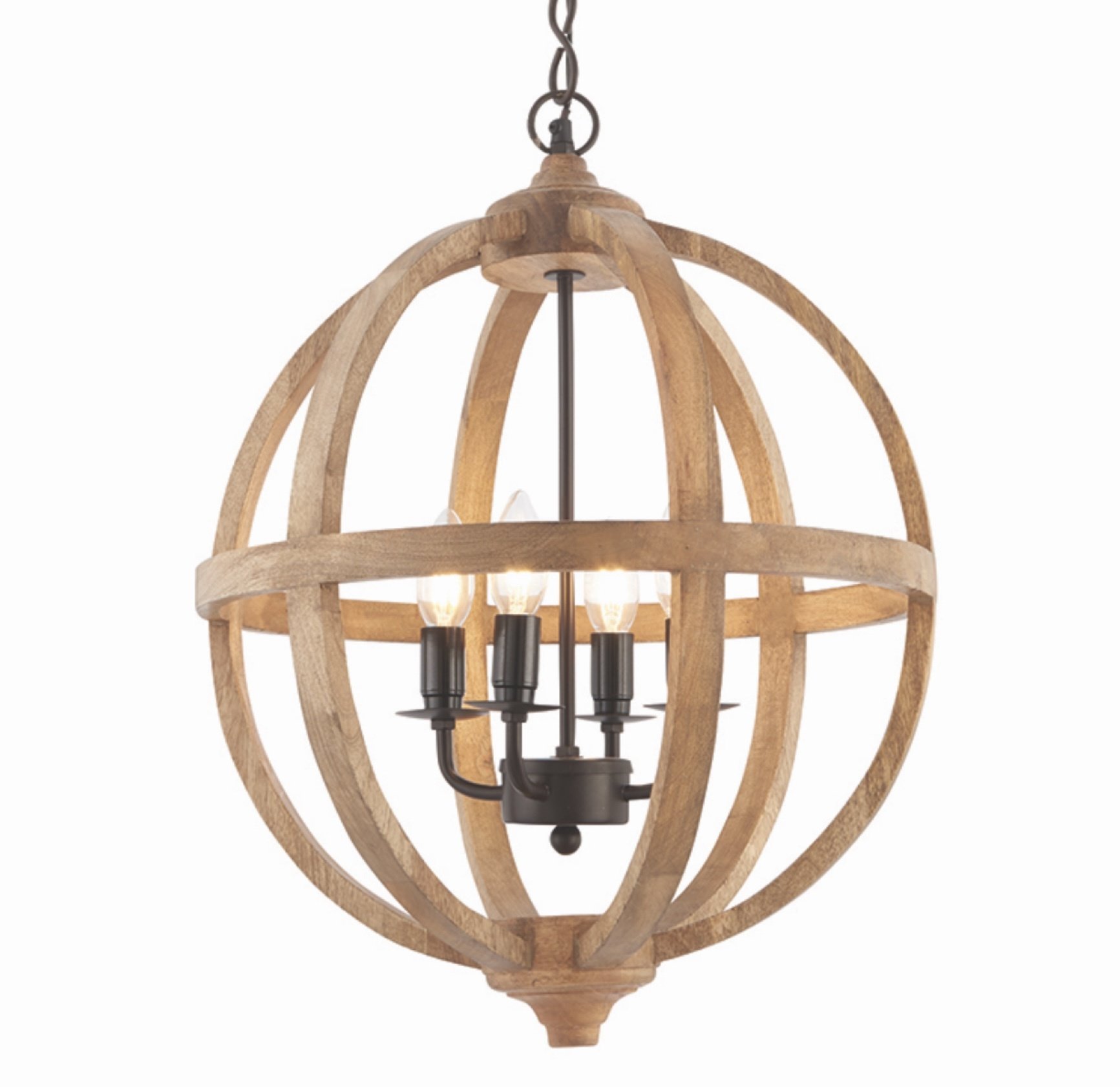 wooden globe ceiling light