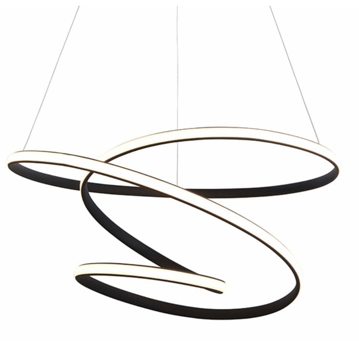 Dune - Twisting Black Spiral LED Feature Pendant Light