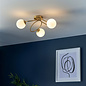 Zoe  - Brass Opal Globe 3 Light Semi Flush Ceiling Light