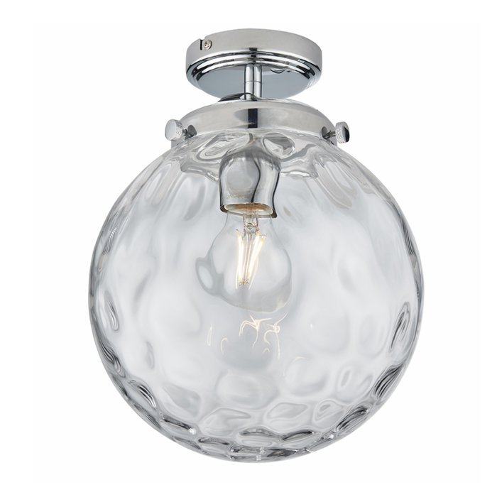 Elston - Dimpled Glass Globe Flush Ceiling Light - Chrome