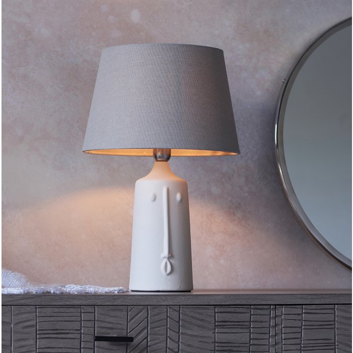 Face - Scandi Ceramic Table Lamp with Grey Linen Shade