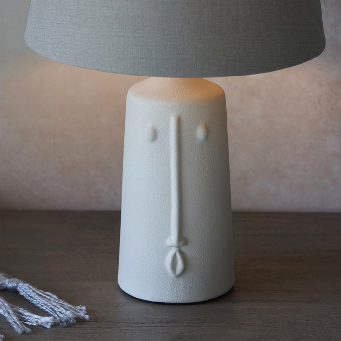 Face - Scandi Ceramic Table Lamp with Grey Linen Shade