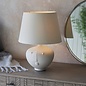 Face - Ceramic Table Lamp with Ivory Linen Mix Tapered Shade