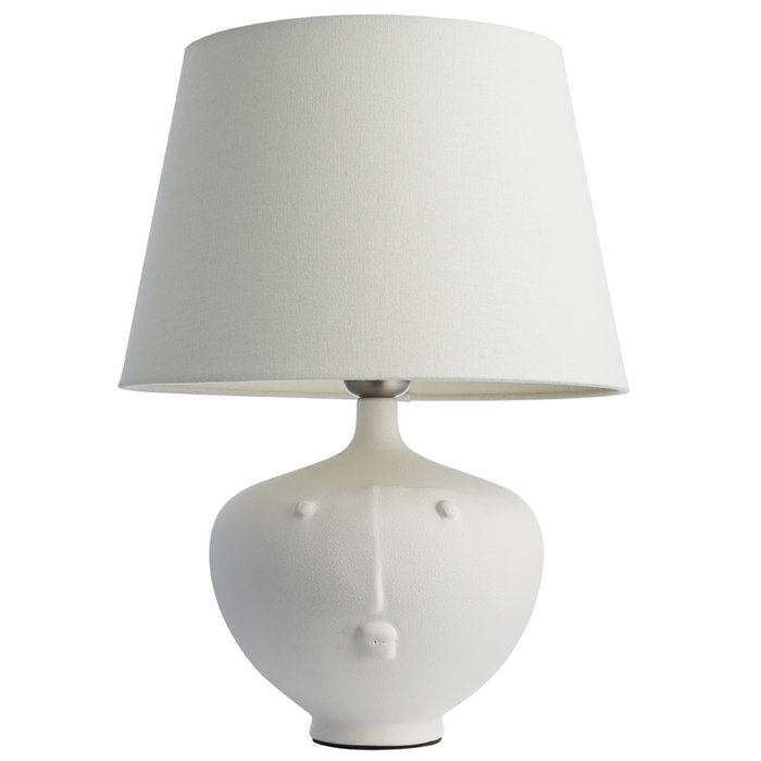 Face - Ceramic Table Lamp with Ivory Linen Mix Tapered Shade