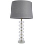 Heath - Frosted Glass GeometricTable Lamp with Charcoal Linen Shade