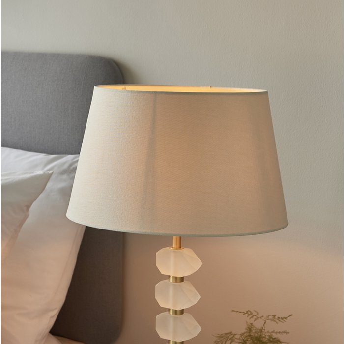 Heath - Frosted Glass Geometric Table Lamp with Ivory Linen Shade