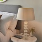 Heath - Frosted Glass Geometric Table Lamp with Ivory Linen Shade