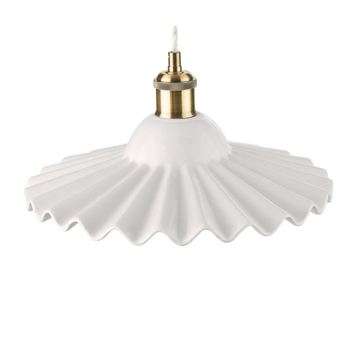 Beca - Large White Ceramic Pendant in Antique Brass - Laura Ashley