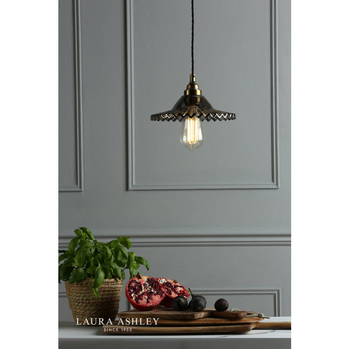 Pippa - Brass and Smoked Glass Pendant - Laura Ashley