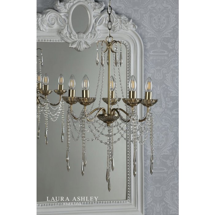 Aisling - 5 Light Crystal Chandelier in Satin Gold- Laura Ashley