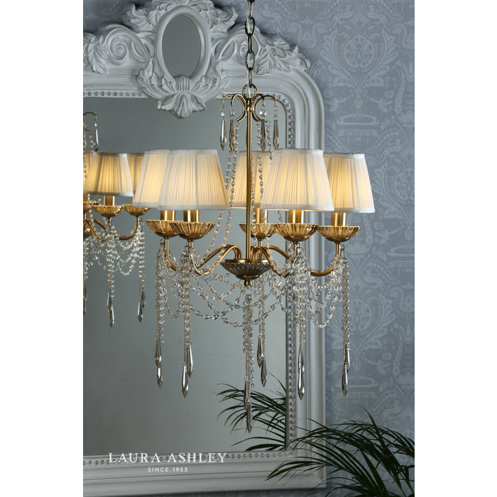 Aisling - 5 Light Crystal Chandelier in Satin Gold- Laura Ashley