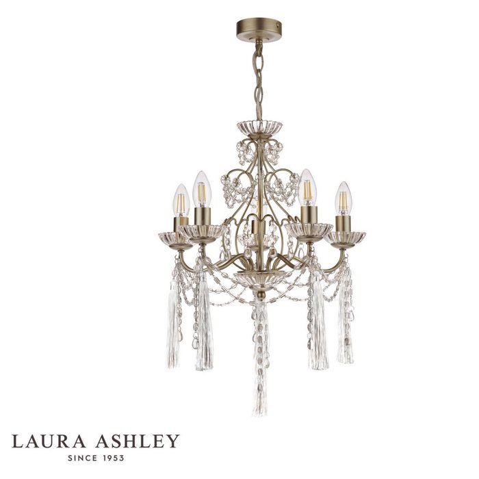 Aanais - 5 Light Chandelier Champagne Crystal- Laura Ashley
