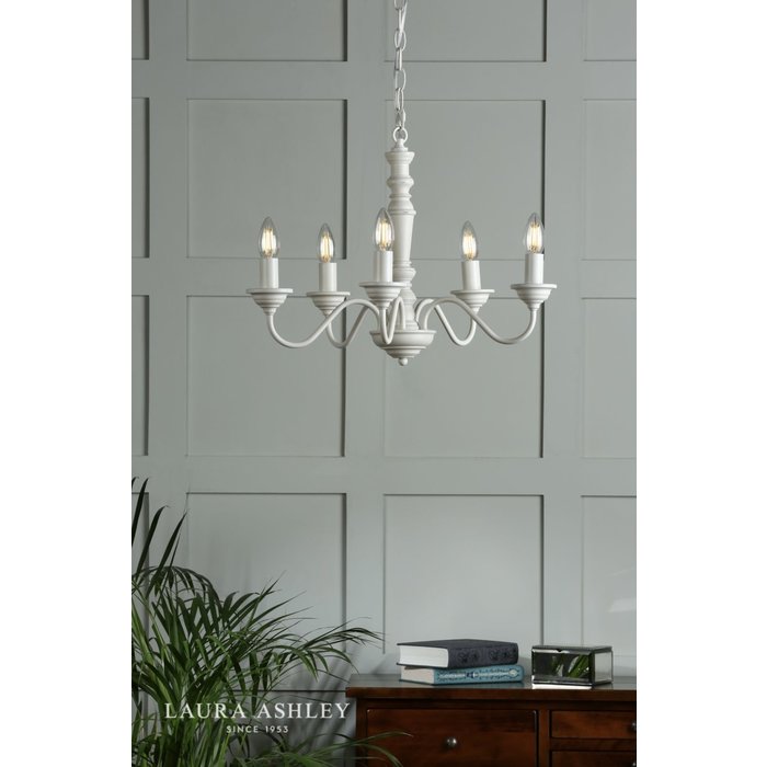 Tate - 5 Light White Armed Pendant- Laura Ashley