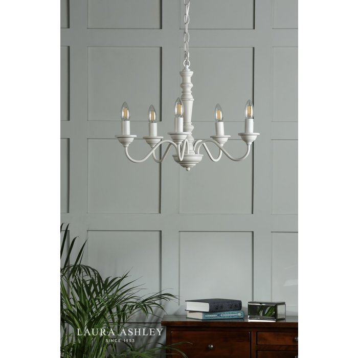 Tate - 5 Light White Armed Pendant- Laura Ashley