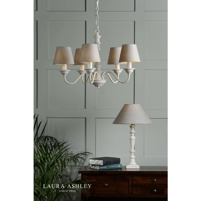 Tate - 5 Light White Armed Pendant- Laura Ashley