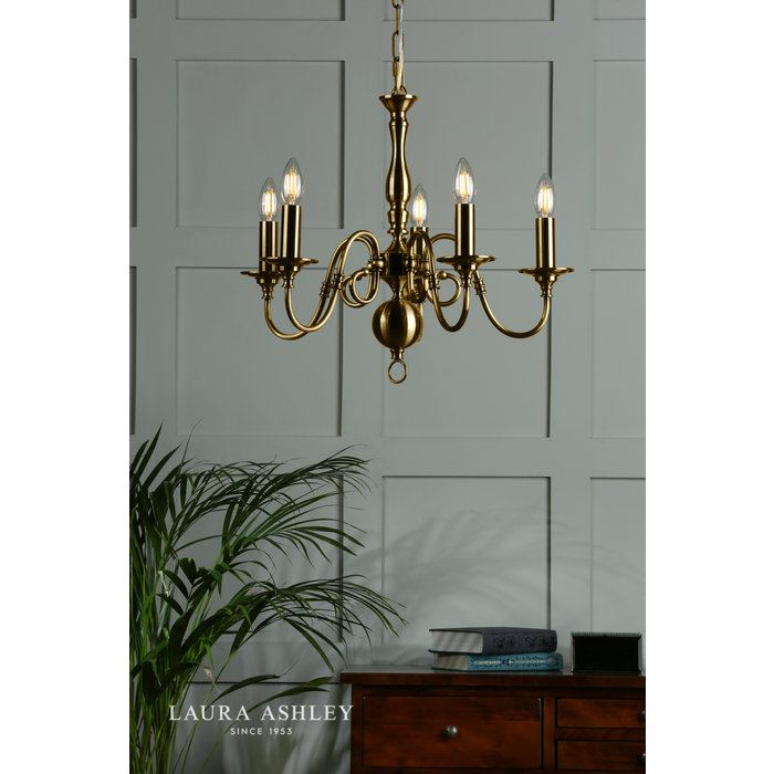 Winchester - 5 Light Classic Armed Chandelier - Laura Ashley