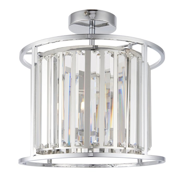 Hamilton - Chrome and Glass 3 Light Semi Flush Ceiling Light