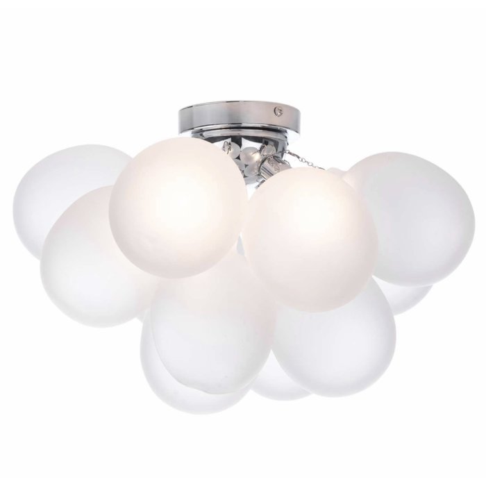 Bubbles 4 Light Flush Ceiling Light - Polished Chrome Frosted Glass