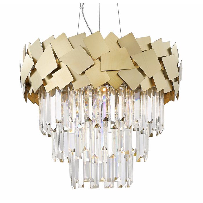 Madalyn - Large Modern Tiered Crystal Pendant Light - Warm Gold