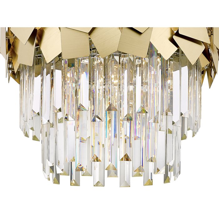 Madalyn - Large Modern Tiered Crystal Flush Ceiling Light - Warm Gold