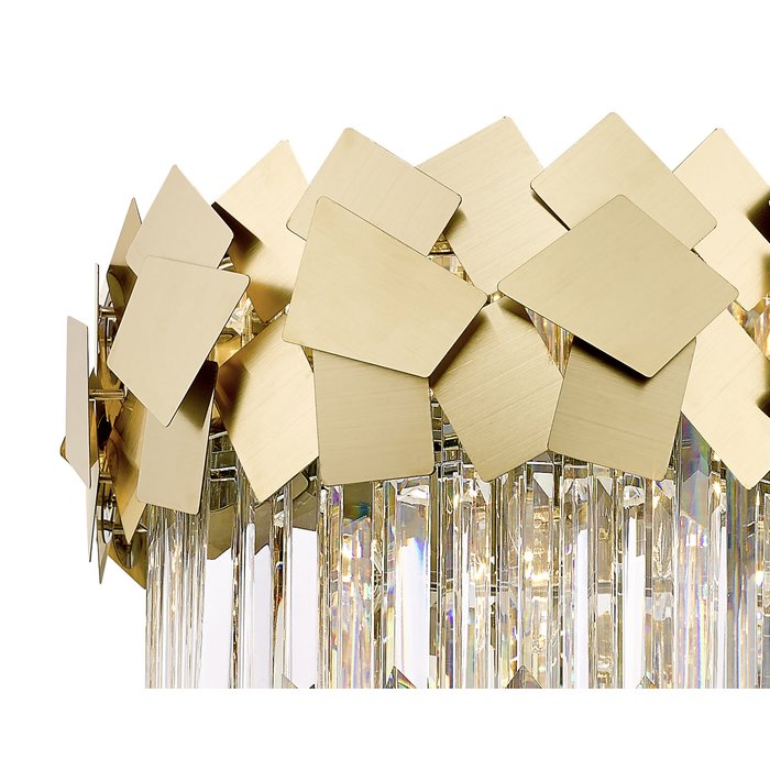 Madalyn - Large Modern Tiered Crystal Flush Ceiling Light - Warm Gold