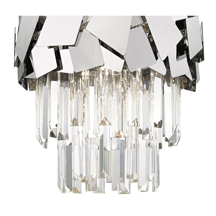 Madalyn - Small Modern Tiered Crystal Flush Ceiling Light - Chrome