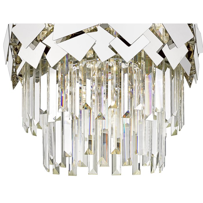 Madalyn - Large Modern Tiered Crystal Flush Ceiling Light - Chrome