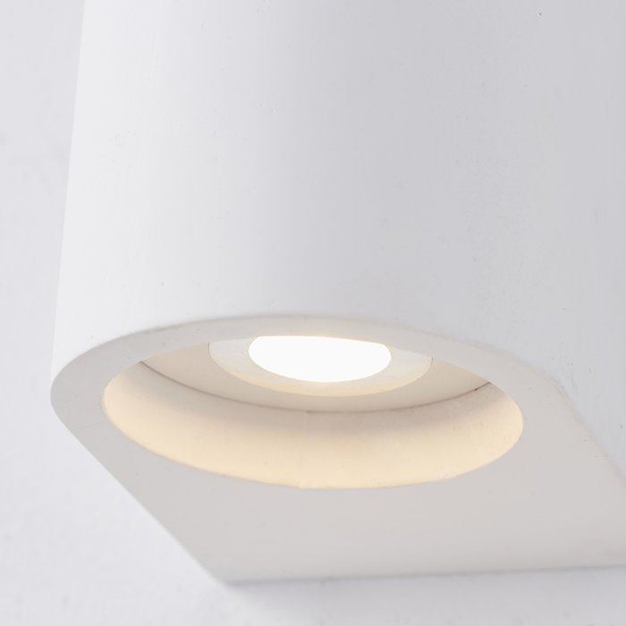 Ashton - Minimalist Curved White Plaster Up & Down Wall Light