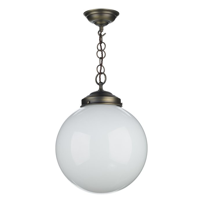 Fairfax - Hand Blown Opal Pendant Light in Brass - David Hunt