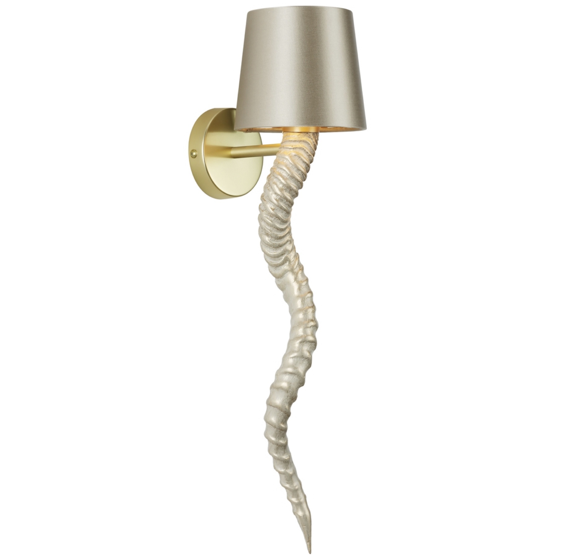 Kudu - Luxury Gold Horn Wall Light with Cream Satin Shade - David Hunt