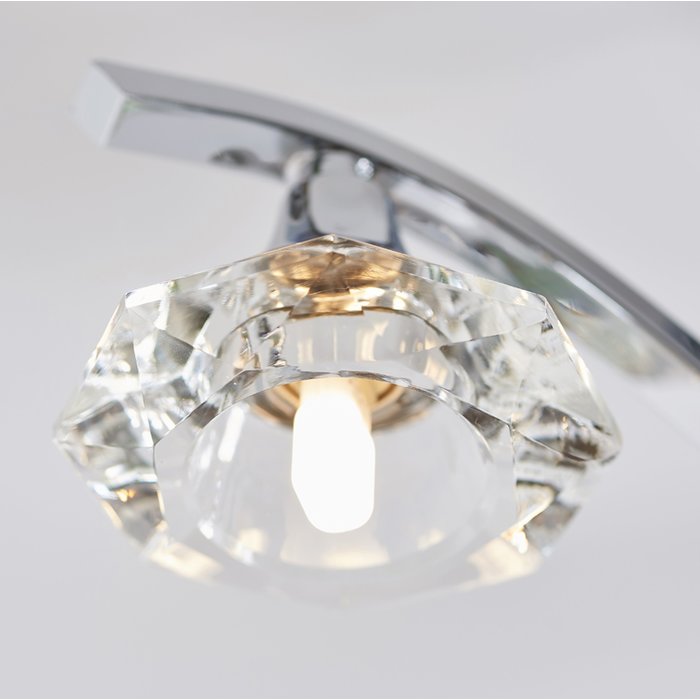 Langley - Faceted Crystal & Chrome Multi - Arm Semi - Flush Ceiling Light