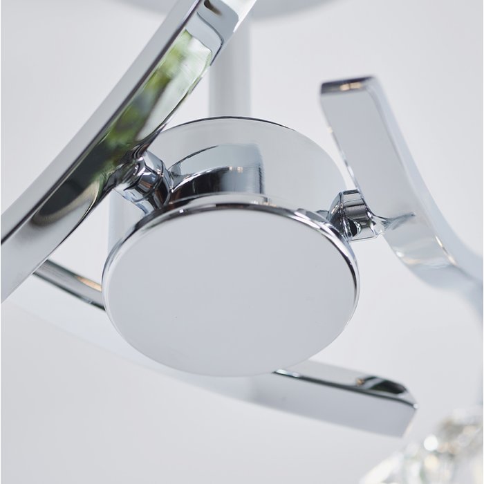 Langley - Faceted Crystal & Chrome Multi - Arm Semi - Flush Ceiling Light