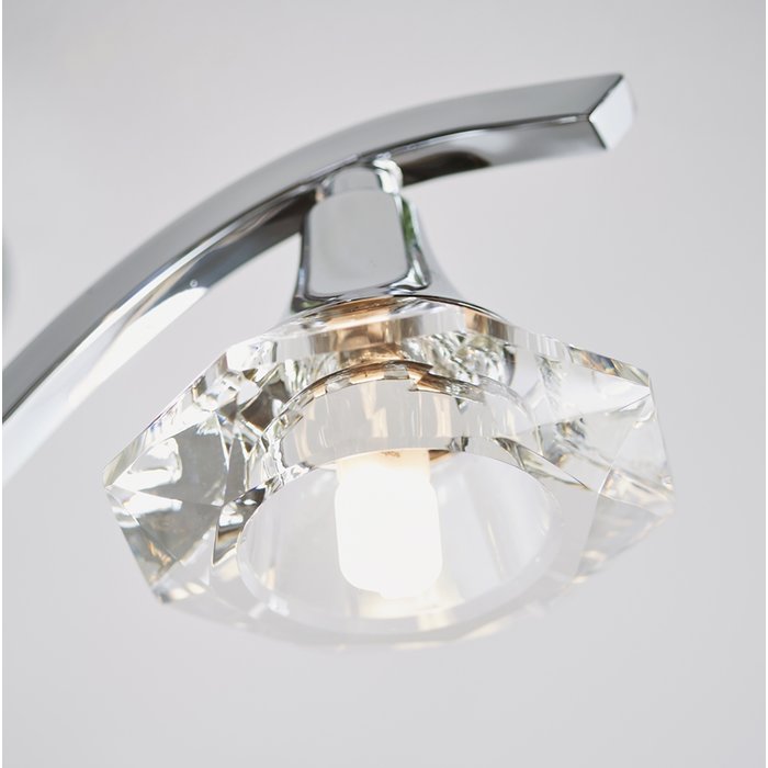 Langley - Faceted Crystal & Chrome Multi - Arm Semi - Flush Ceiling Light