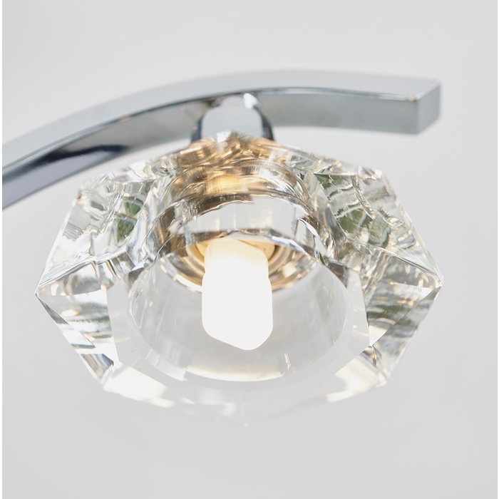 Langley - Faceted Crystal & Chrome 5 Light Semi Flush Ceiling Light