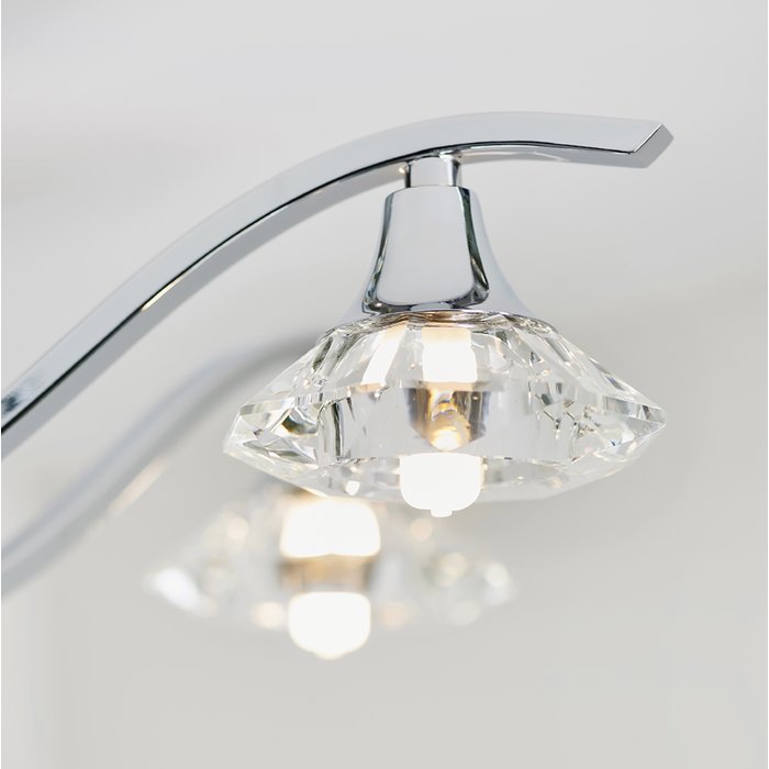 Langley - Faceted Crystal & Chrome 5 Light Semi Flush Ceiling Light