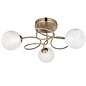 Mako - Cloud-like Glass Globe Semi Flush Ceiling Light - Antique Brass