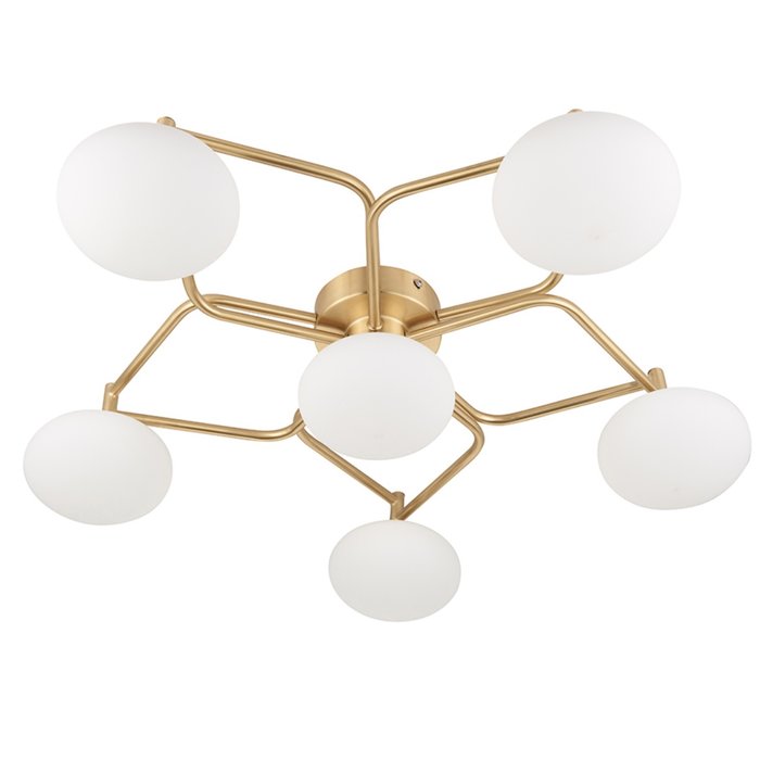 Plumeria - Geometric Flush Light in Satin Brass