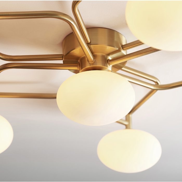 Plumeria - Geometric Flush Light in Satin Brass