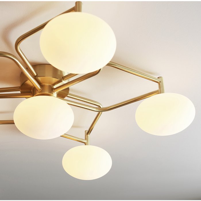 Plumeria - Geometric Flush Light in Satin Brass