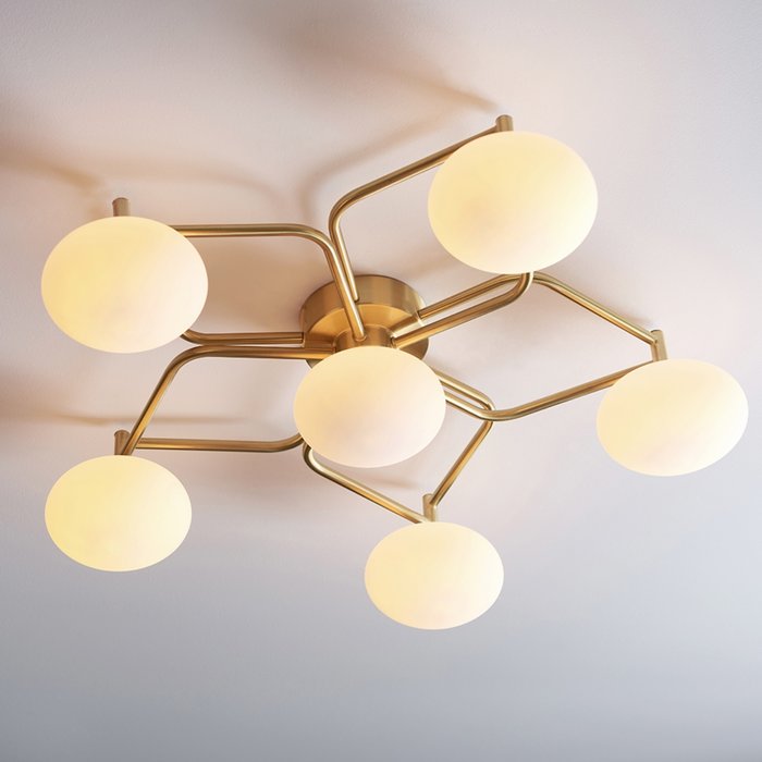 Plumeria - Geometric Flush Light in Satin Brass