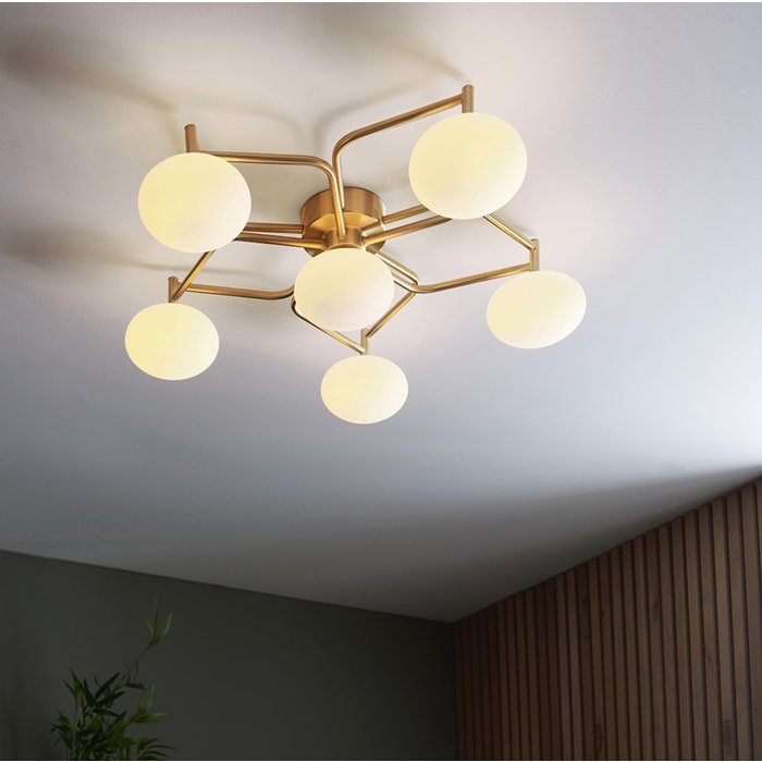 Plumeria - Geometric Flush Light in Satin Brass