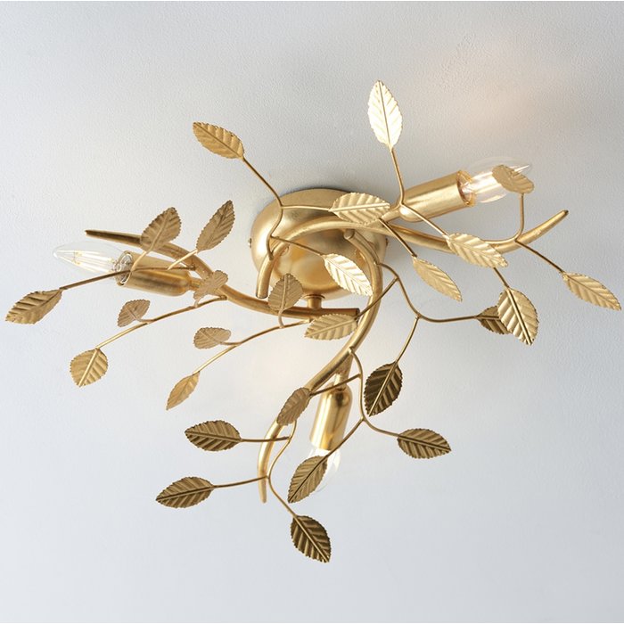Belby - Gold Leaf 3 Light Flush Ceiling Light
