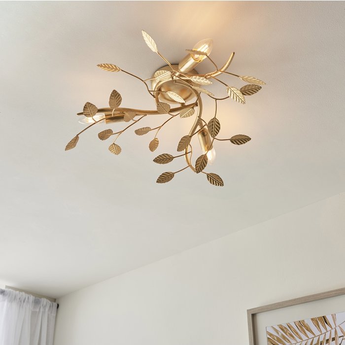 Belby - Gold Leaf 3 Light Flush Ceiling Light