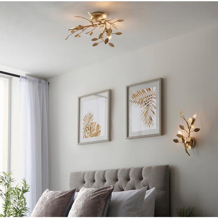 Belby - Gold Leaf 3 Light Flush Ceiling Light