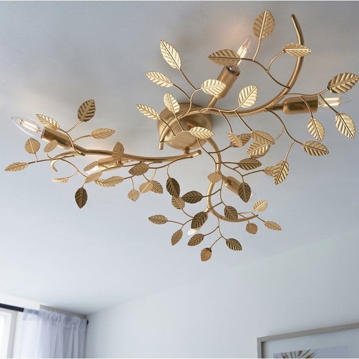 Belby - Gold Leaf 6 Light Flush Ceiling Light