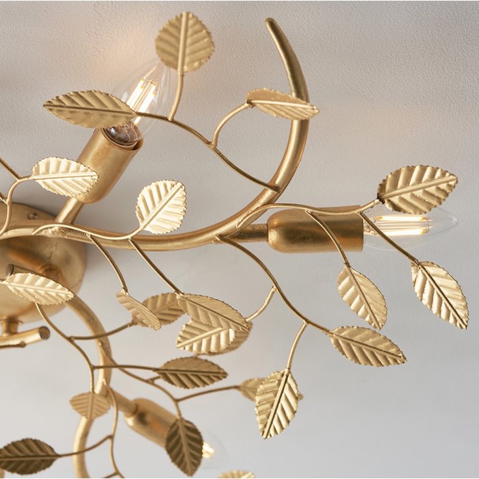 Belby - Gold Leaf 6 Light Flush Ceiling Light