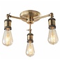 Vintage - 3 Light Industrial Semi Flush Ceiling Light - Antique Brass