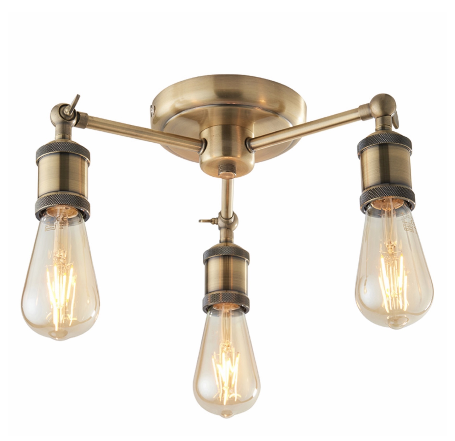 Vintage - 3 Light Industrial Semi Flush Ceiling Light - Copper and Pew -  Lightbox