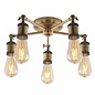 Vintage - 5 Light Industrial Semi Flush Ceiling Light - Antique Brass